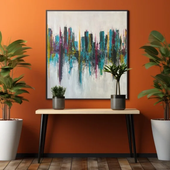 City Lines - Abstract Acrylic Texture Painting20x20 CanvasColorful Art